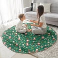 thumbnail image 3 of Green Christmas Santa and Icon Pattern Round Blanket,Comfortable Soft Flannel Throw Blanket,All Season,Warm Lightweight Blankets for Sofa Bed Couch Living Room Chair 60"x60", 3 of 5