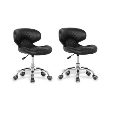 Set of 2 HugoII Nail Technician Stool Adjustable Height 19"-25", Rolling Chair for Nail Salon, Manicurist and Makeup Tattoo Studio, Black Diamond