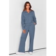 thumbnail image 3 of Conjunto Deportivo PRETTYGARDEN Sudadera con Media Cremallera y Pantalón Palazzo de Pierna Ancha XL, 3 of 8