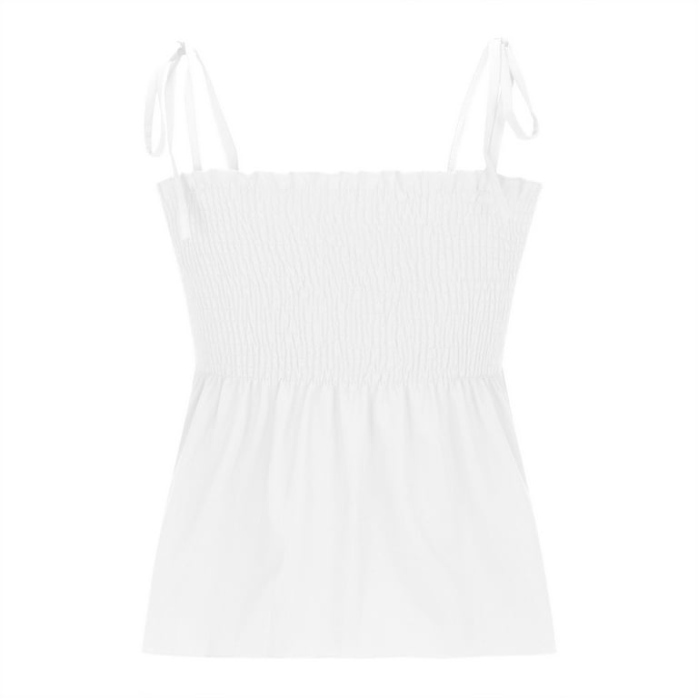 Yyeselk Womens Camisole T-Shirt Solid Color Sleeveless Strap