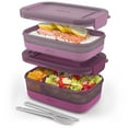 thumbnail image 1 of Ello - Paquete de 2 recipientes de plástico para almacenamiento de alimentos, con tapas de plástico herméticas, a prueba de fugas y base de silicona, sin BPA, congelad, 1 of 6