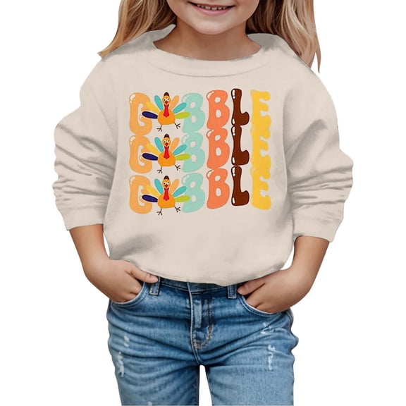 Byoo Thanksgiving Sweatshirt for Toddler Boys Letter Graphic Crewneck Casual Shirt Cool Cozy Kid Pullover Top