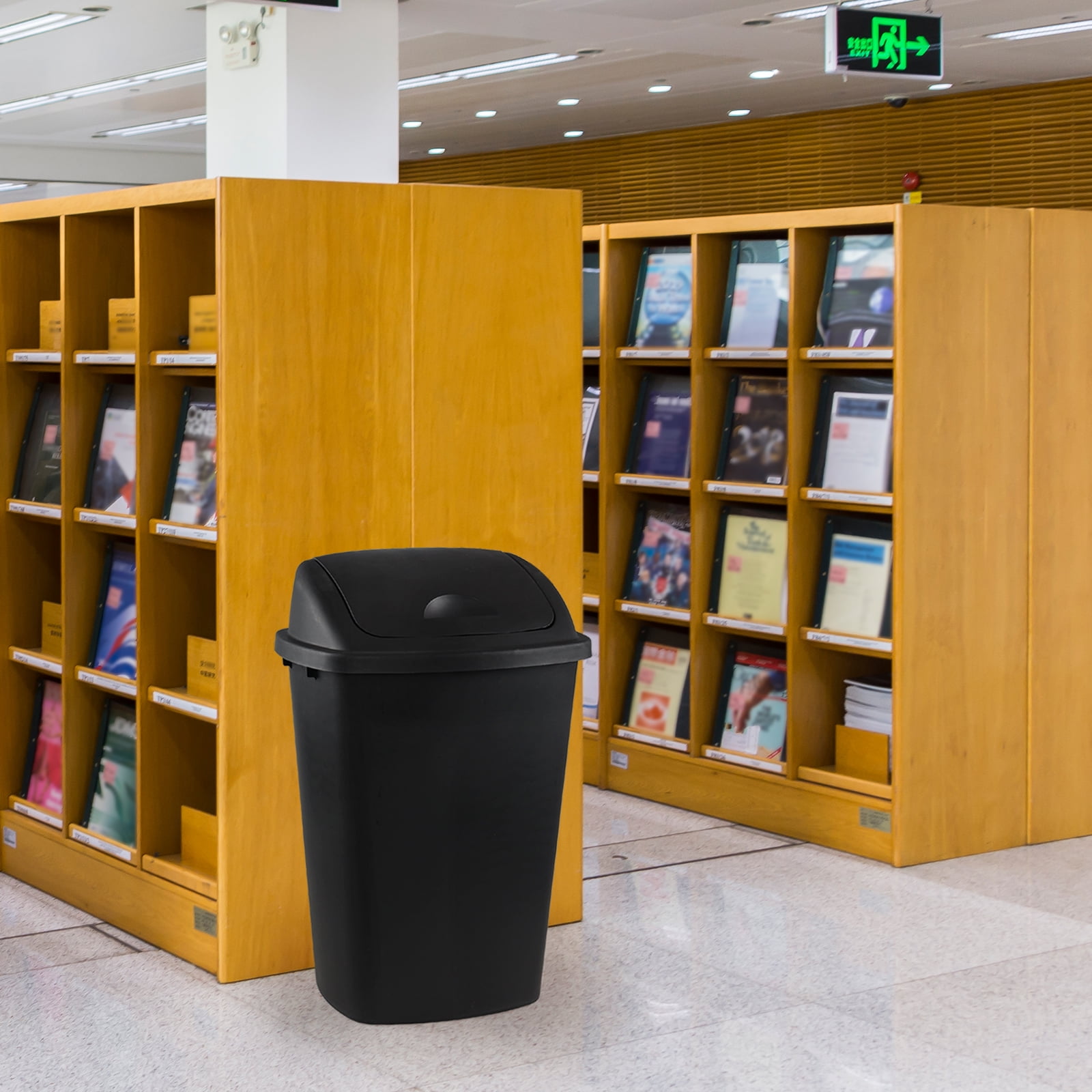 Aninhao 13 Gallon Garbage Can with Swing Lid, 4 Pack Plastic Kitchen Trash Can, Black