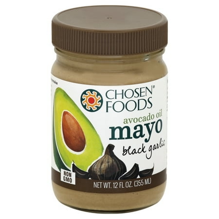 Chosen Foods Avocado Oil Mayo Black Garlic 12 oz., Non-GMO, Gluten Free, Dairy Free for Sandwiches, Dressings, Sauces and
