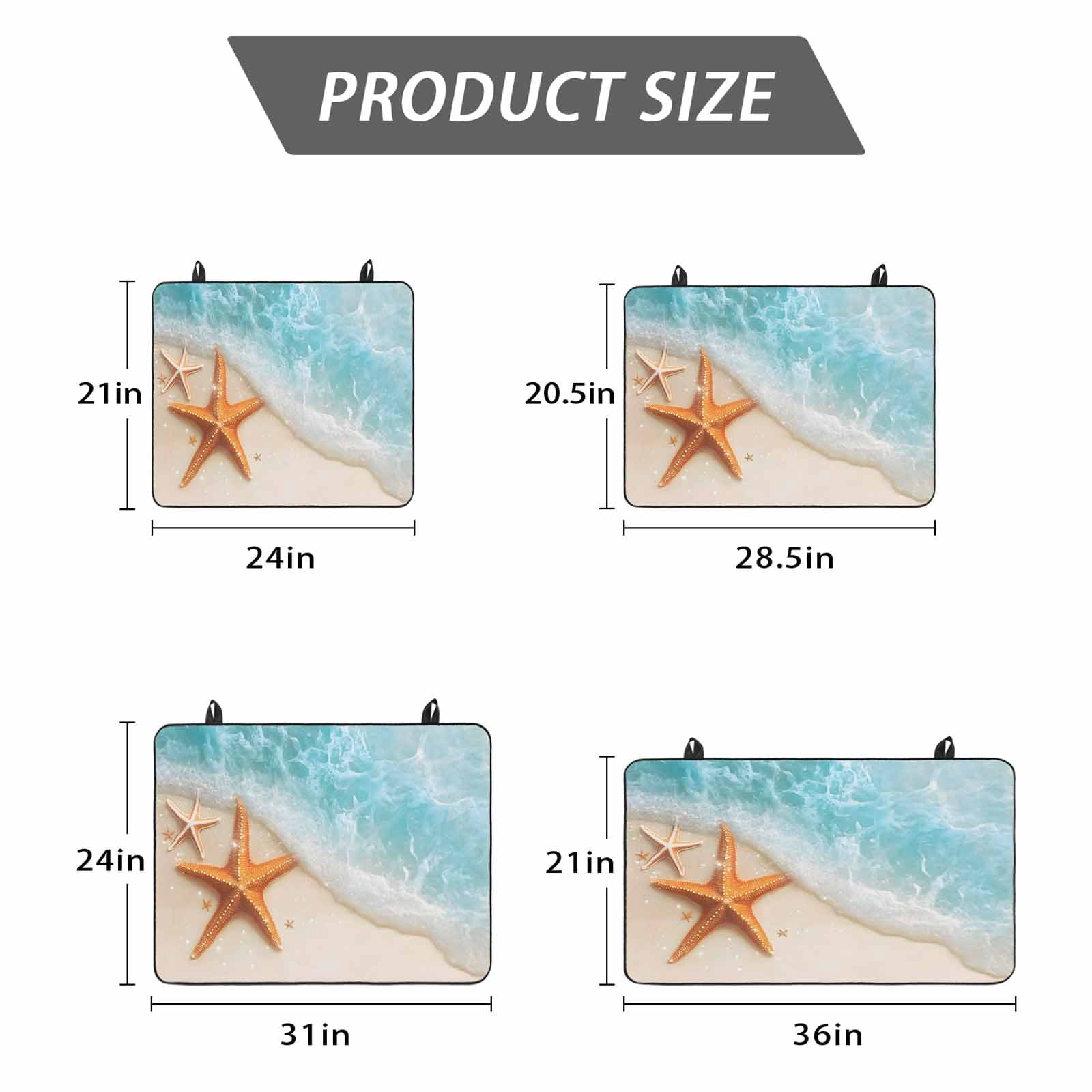 Coastal Starfish Stove Top Cover for Electric Stove, Heat-proof & Non Slip Glass Top Stove Cover Protector, Simple Summer Nautical Ocean Beach Kitchen Flat Cooktop Rubber Mat 24x21 Inches