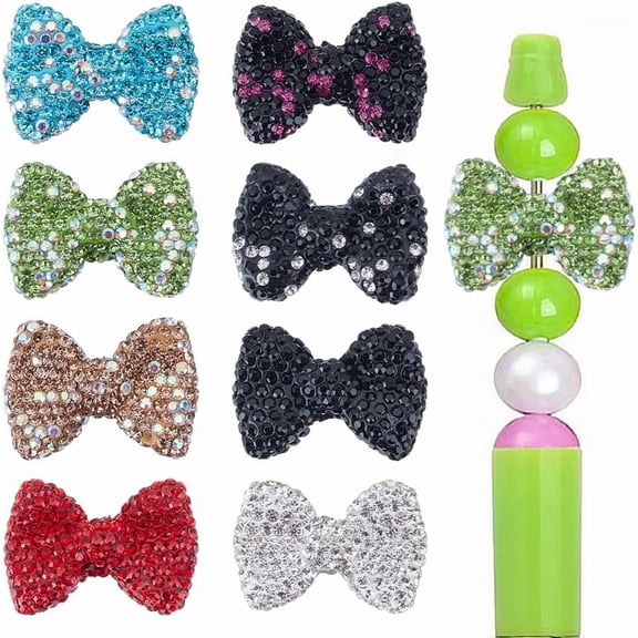 8Pcs Focal Beads for Pen 8 Color Clay Rhinestone Beads for Beadable Pens Jewelry Making Accessory Supplies Keychain Bracelets Necklace Charms Pendants DIY Craft colorful