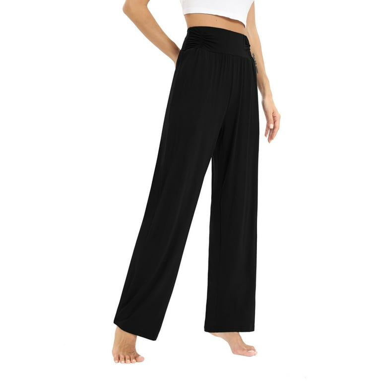 Womens Comfy Lounge Pants Stretch Modal Pajama Bottoms Wide Leg Pants Soft  Loose Yoga Pants With Pockets S-2XL 