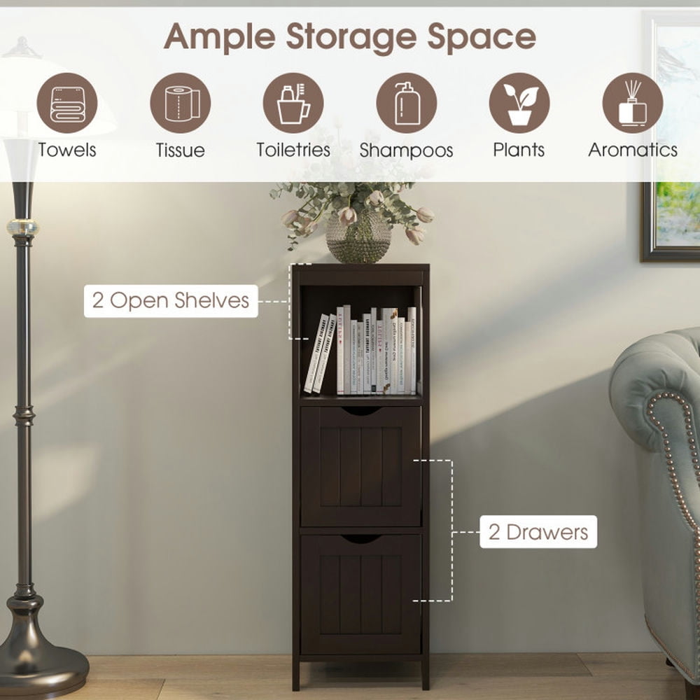 Finihen Bathroom Storage Cabinet, Bathroom Floor Cabinet, Wooden Bathroom Floor Cabinet with Removable Drawers, for Bathroom, Living Room, Bedroom, Kitchen, Brown Finihen Bathroom Storage Cabinet, Bathroom Floor Cabinet, Wooden Bathroom Floor Cabinet with Removable Drawers, for Bathroom, Living Room, Bedroom, Kitchen, Brown
