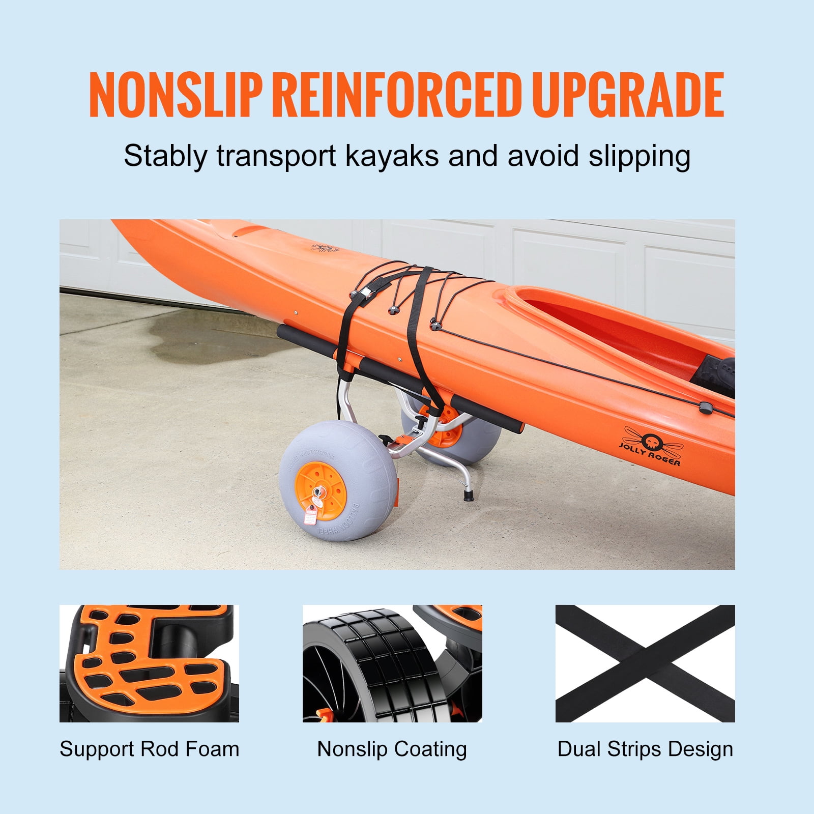 SKYSHALO Adjustable Kayak Cart Canoe Carrier 350lb, 12"