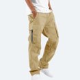 thumbnail image 2 of TOMVIGX Mens Hiking Cargo Pants Athletic Drawstring Khaki Pants Straight Leg Elastic Waist Trousers Casual Hiking Work Pants, 2 of 6