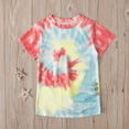 thumbnail image 5 of Daqian Summer Girls Short-sleeved Color Tie-dye Pattern Round Neck T-shirt Tops for Kid Girls Tops Girls T-Shirts Red 8-10 Years, 5 of 7