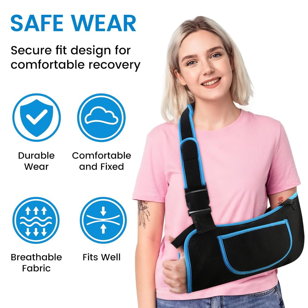 Hemvt Arm Sling Shoulder Immobilizer for Men & Women, Adjustable Rotator Cuff Support Brace for Elbow/Wrist Injury, Fits Left or Right Arm, Forearm Fracture, Post-Surgery Recovery