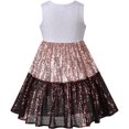 thumbnail image 2 of Sunny Fashion Girls Dress Silver Brown Shiny Glitter Sequin Color Block Sleeveless 5 Years, 2 of 5