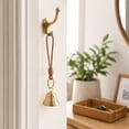 thumbnail image 4 of Small Brass Hanging Bell for Door Knob, Vintage Gold Doorbell Chime on Leather Rope, Decorative Entry Bell for Front Door, Shop Garden Christmas Gift, 4 of 8