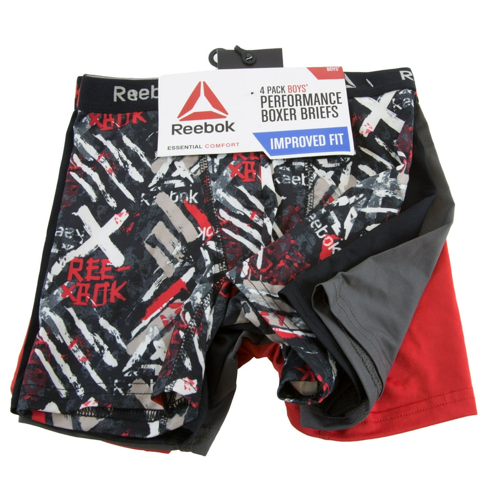 Reebok REEBOK Boy's 4 Pack Performance Boxer Briefs