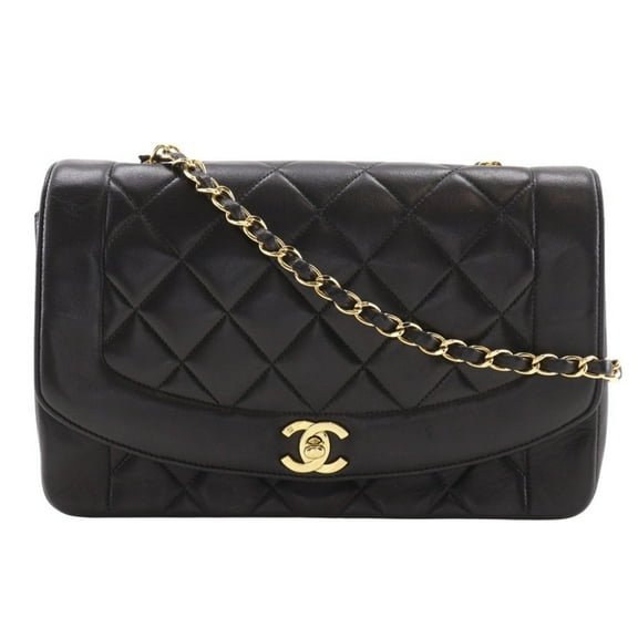 Pre-Owned CHANEL Diana 25 Shoulder Bag, Matelasse Chain A01165, Lambskin, Black, A5,... (Good)
