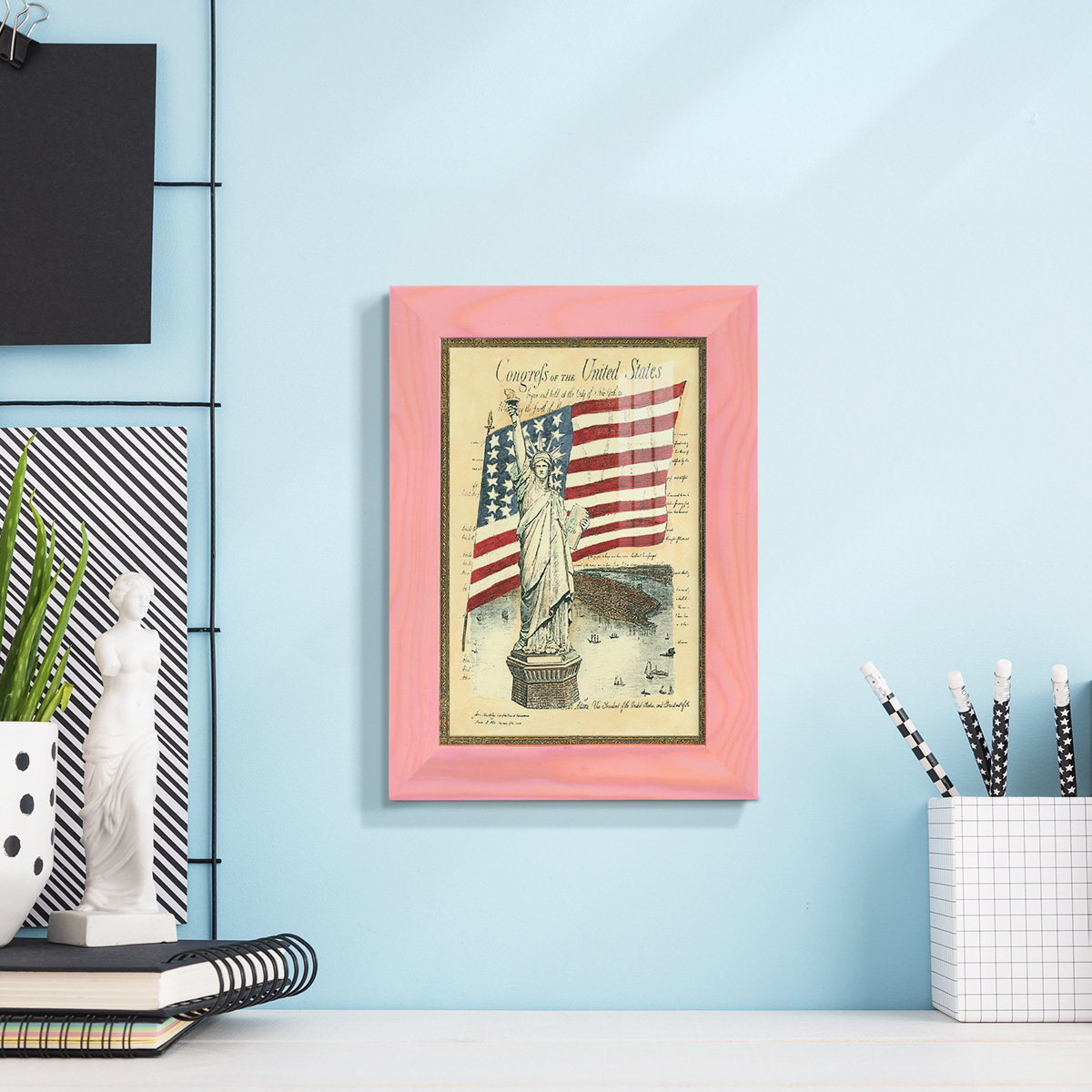 USE D # Proud To Be An American I -Framed Print w/glass-Sunset Pink