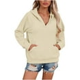 thumbnail image 3 of FAIWAD Womens Sweatshirts Half Zip Fleece Cropped Hoodies Fall Winter Casual Hooded Pocket Tops, 3 of 8