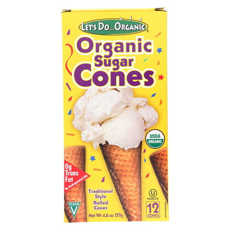 Let's Do Organics Ice Cream Cones - Sugar - Pack of 12 - 4.6