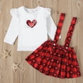 thumbnail image 2 of Edvintorg 6Months-4Years Toddler Baby Girls Clothing Sets Clearance Valentine's Day Gift Kids Clothes Girls Fashion Cute Long Sleeve Sweet Heart Letter Print Ruffles Strap Skirt Suits, 2 of 7