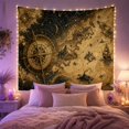 thumbnail image 2 of Celestial Map with Compass Rings and Ship, Mystical Fantasy Illustration, Housewarming Gift for Travel Lovers, Navigation Wall Art, Tapestry Wall Hanging for Office and Dorm, 2 of 7