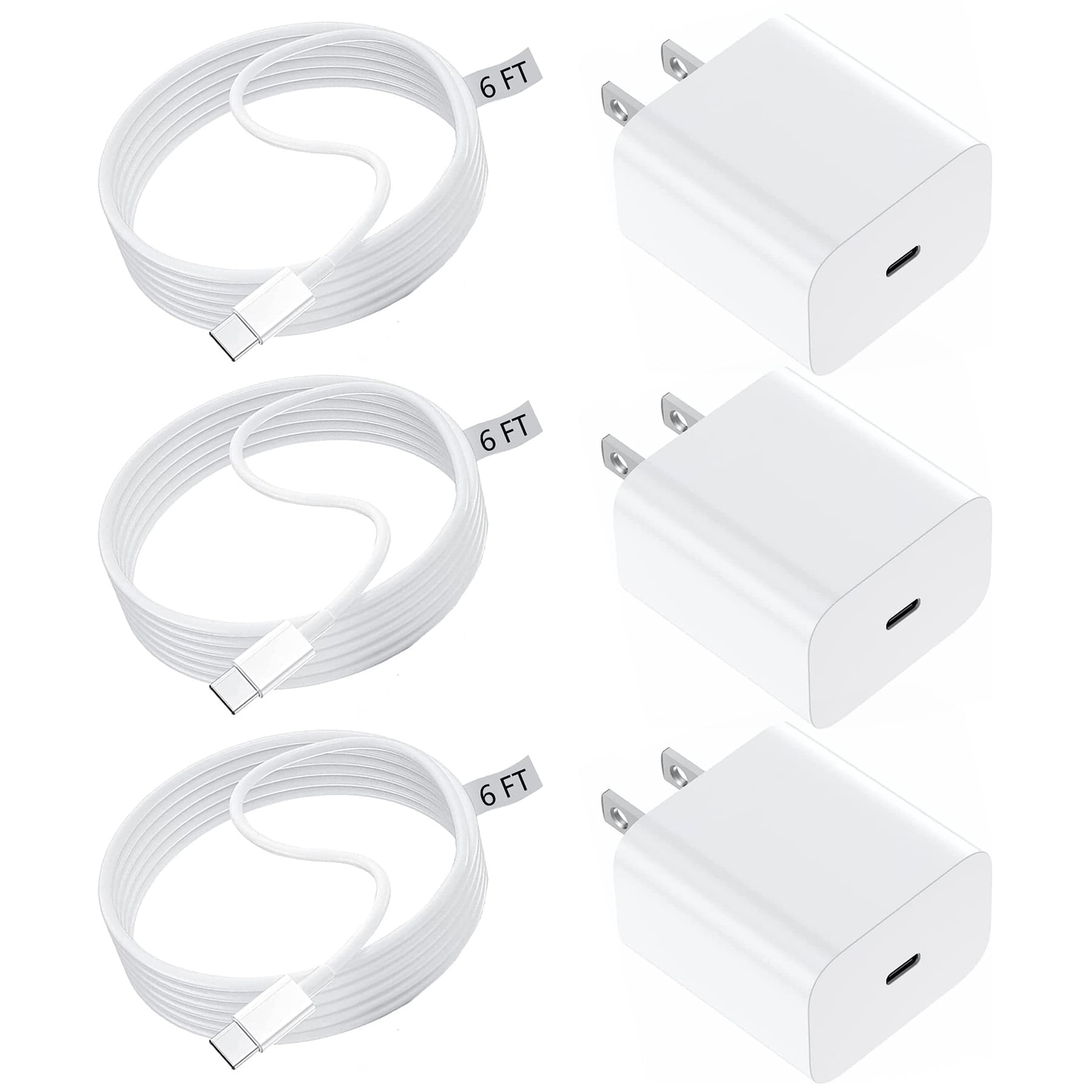 3-PACK Phone Charger 6Ft Charging Cable and Wall Charger Power Adapter Plug Block Compatible with iPhone 14 pro max 13 12 X/8/8 Plus/7/7 Plus/6/6S/6 Plu/5S/SE/Mini/Air/Pro