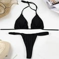 thumbnail image 6 of DondPO Bikini Sets for Women Bathing Suit High Two Up Bikini Piece Up Women Cut Lace Solid Sexy Swimsuit Set Push Swimwears Tankinis Set Two Piece Swimsuit for Women Micro Bikini Black L, 6 of 7