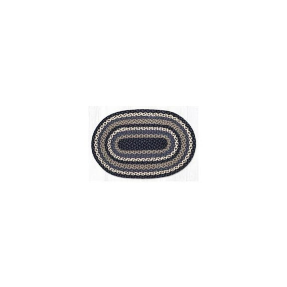 Earth Rug 03-443 27 x 45 in. C-443 Blue, Gray & Ivory Oval Braided Rug