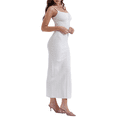 thumbnail image 5 of KelaJuan Women's Summer Long Dress Sleeveless Spaghetti Strap Tie-up Front Solid Color Knit Dress, 5 of 7