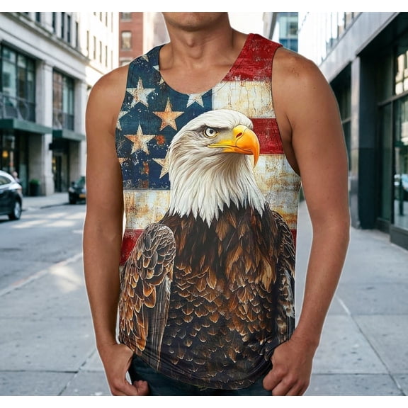 BRGZLK 4th of July Tank Tops for Men Fashion 250 Anniversary Patriotic Sleeveless Shirts Soft Comfortable Stars and Stripes 4th of July Independence Day Tops Summer Casual Clothes Sky Blue XXL