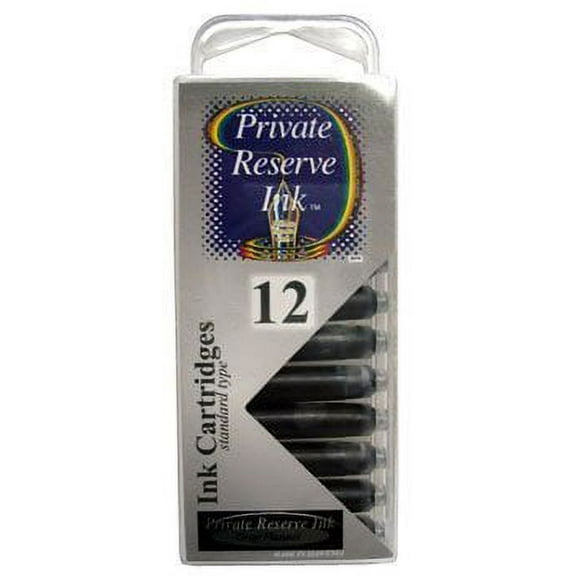 Private Reserve Ink 12 Pack Universal Size Fountain Pen Cartridge - Gray Flannel (PR-C14)