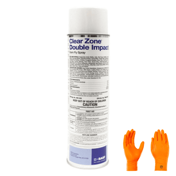 Clear Zone Double Impact Farm Fly Spray – Powerful & Long-Lasting Insect Control | Premium USA Supply Gloves for Safe Eradication | USA Supply Pest ID Card