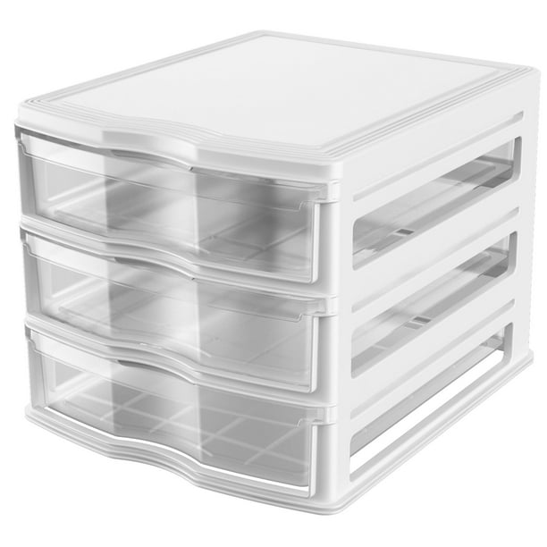 6 Pack Desktop Storage Box Organizer Drawer, Small Plastic Drawer Organizer  Stackable Bins with Clear Dividers & Tag, Free Combination Compact Rack
