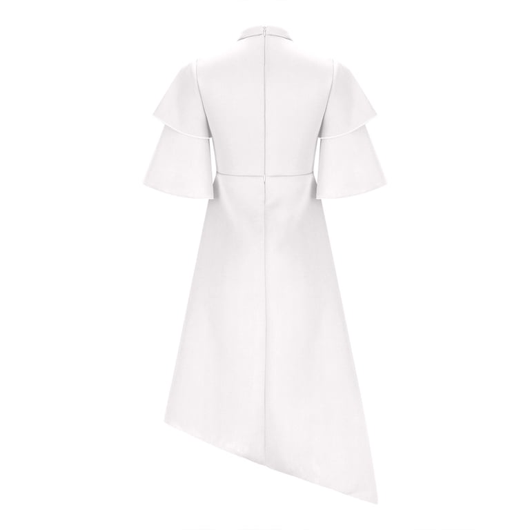 audrey hepburn style dresses Women's Elegant Swing Ladies Ruffle Sleeve Plus Size A Line Knee Lenght Cocktail Dress Suit for Women Elegance Audrey Hepburn Style