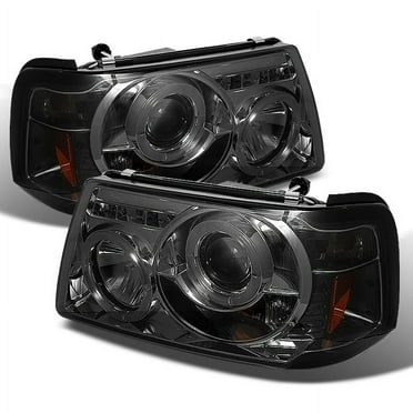 AKKON - For 2001-2012 Ford Ranger Pickup 2 in 1 Smoked Smoke LED Dual Halo Ring Projector Headlights w/ Corner Signal Lamps