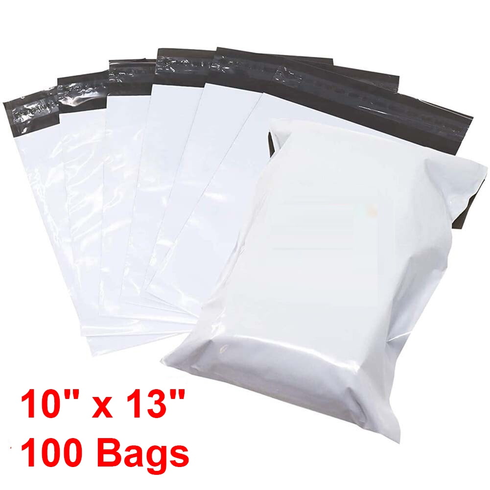 SJPACK 10"x13" 100Pcs Poly Mailers Plastic Shipping Envelopes Self Sealing Mailing Bags White