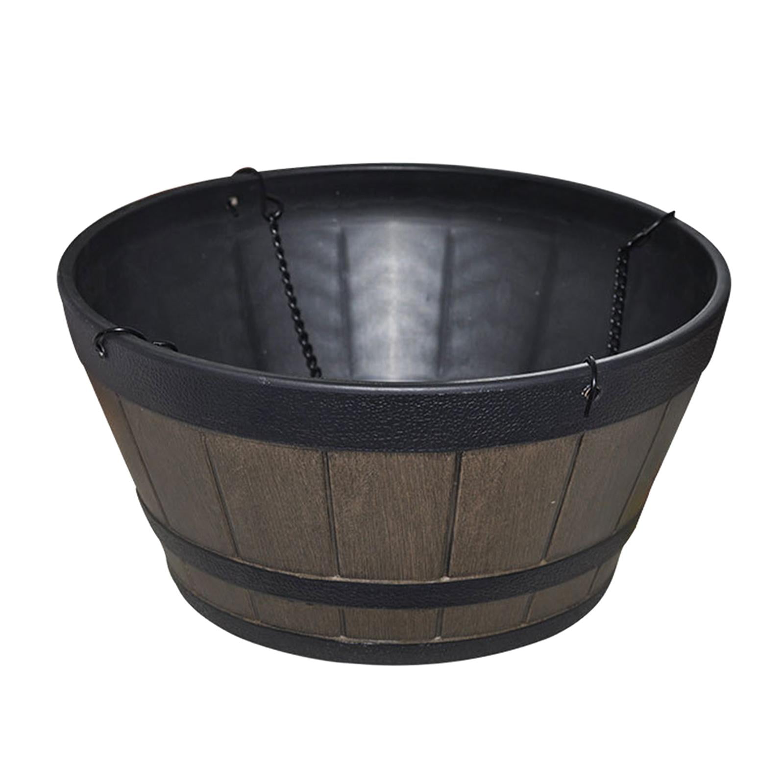 Large Wooden Bucket Barrel Planters Rustic Flower Planters Pots With