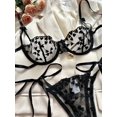 thumbnail image 3 of Conjunto de lencería con bordado de corazones, sujetador de malla sin forro y tanga de tiras, lencería y ropa interior sexy para mujer, 3 of 5