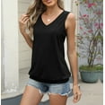 thumbnail image 4 of Women's Sleeveless V-Neck Tank Top Loose Fit Basic T-Shirt｜Soft Lightweight Summer Casual Blouse, 4 of 6