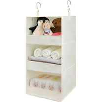 3-Shelf Hanging Organizer, Foldable Hanging Closet Storage, Hanging Shelves for Wardrobes & RV Closet, Beige, 29 陆" H X 12" W X 12" D, 1-Pack