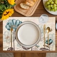 thumbnail image 4 of Blue Tulip Placemats Set of 4, Vintage Flowers Leaves Butterfly Botanical Placemats for Dining Table, Place Mats for Kitchen Tabletop, Waterproof Wipeable Dining Table Mats Set, 4 of 9