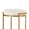 thumbnail image 3 of Benjara Fyn Counter Height Stool, Round Cream Fabric Seat, Brass Cantilever Base, 3 of 5