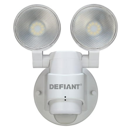 - LED Motion Sensor Security Light By | 180 Degree 180 Degree 2-Head White Outdoor Weatherproof Spot Lights | Bright Lumens |Tool-less Lamp Adjustments, Hardwired.., By Defiant