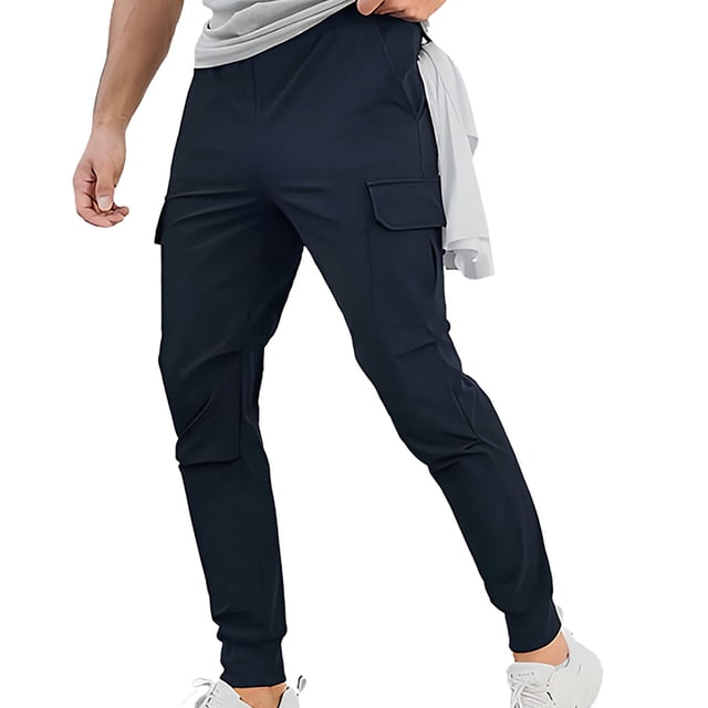 Men's Cargo Pants for Men Spring and Autumn Casual Solid Color Utility Trousers with Large Pocket Design for Daily Wear and Work