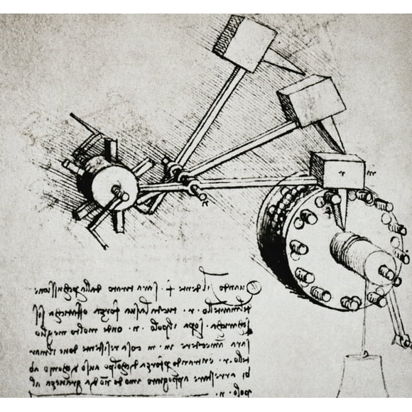 Leonardo Da Vinci. /Nsketch For Gears Designed To Control Counter-Weight. Poster Print by  (18 x 24)