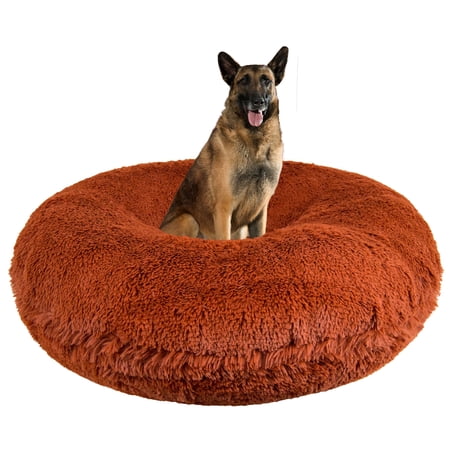Bessie and Barnie Signature Rustic Brick Shag Extra Plush Faux Fur Bagel Pet/ Dog Bed