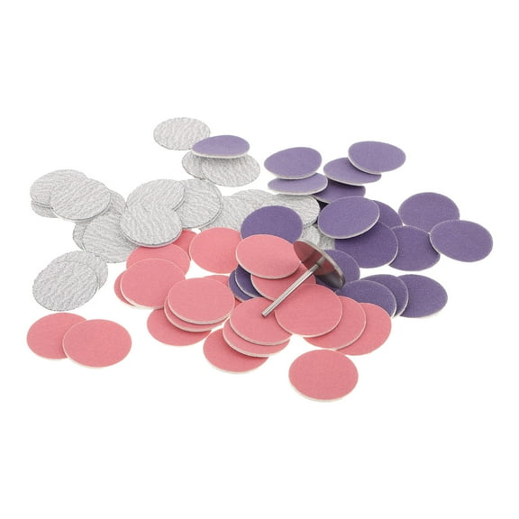Hemoton 60pcs Pedicure Sanding Paper Discs Foot Sandpaper Discs for Dead Skin with Metal Nail Drill Bit Foot Callus Remover Supplies for Manicure
