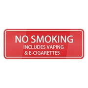 No Smoking Includes Vaping & E-Cigarettes Sign,Self Adhesive Sign For Door Or Wall 10 X 3 Inch Quick And Easy Installation Premium Acrylic Design For Your Home Office/Business