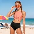 thumbnail image 2 of UAYOTSE Girls Swimsuit Solid Color Block Adjustable Straps Teen Girl Bikini Set Kids Bathing Suits for Girls,Sizes 11-12 Years, 2 of 9