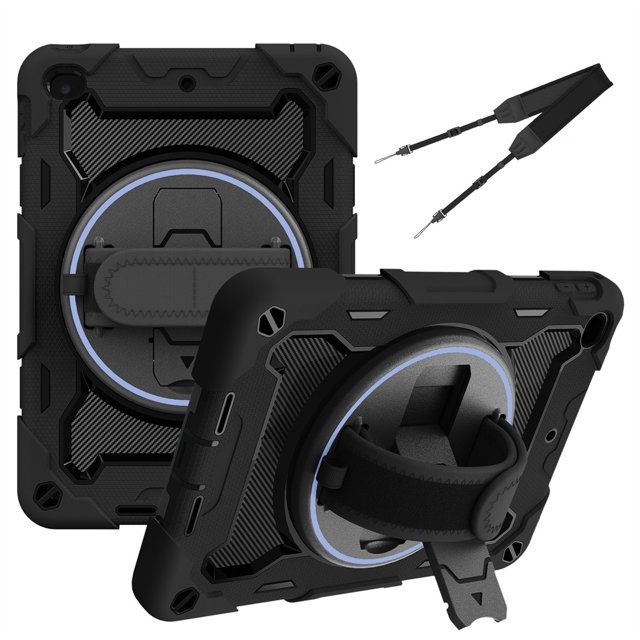 XYX 3in1 Rotating Stand Case for iPad Mini 5th/4th Generation 7.9 inch with Hand/Shoulder Strap, Shockproof Rugged, Black